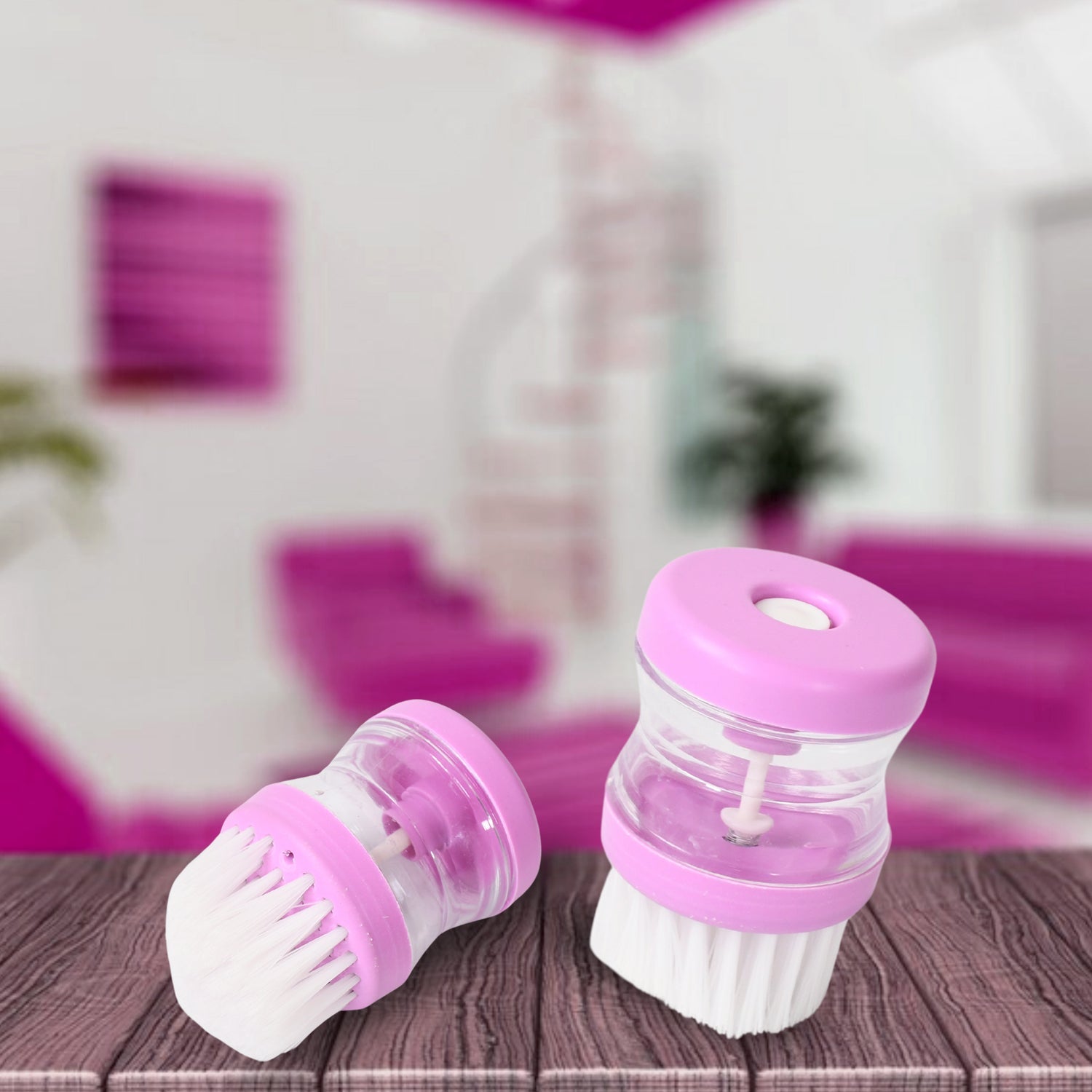 Liquid soap dispenser wash basin brush, multicolour design. Liquid soap dispenser wash basin brush, multicolour design.